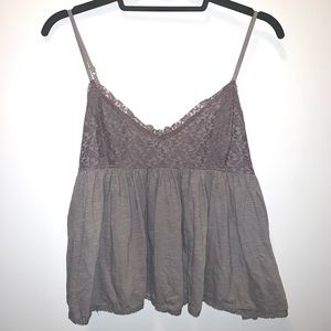 American Eagle Grey Lace Top Medium